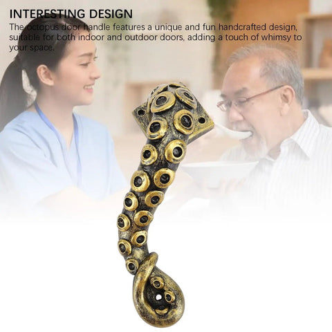 Dope Octopus Resin Door Handle, Vintage Bronze Cupboard Furniture Pull, Heavy Duty Steampunk Style Decor for Indoor and Outdoor Doors
