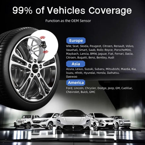 2in1 MX Sensor Dual Frequency Tire Pressure Sensor 315MHz 433MHz For TPMS Replacement With Original ID Cloning Easy Direct Swap No Relearn Snap In Works With MaxiTPMS Tools wheel sensor for 99% vehicle coverage
