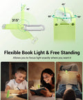 Go-To Clip On Book Light For Reading At Night With Amber And Warm White Glow, flexible clip lamp, for kids and adults, green