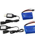 Two Pack 7.4V 1100mAh Li Ion Rechargeable Batteries With SM2P Plug And USB Charger Cables For H101 H103 RC Boats And Cars
