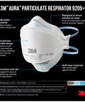 Aura Particulate Respirator 9205 Plus N95 Lightweight Three Panel Design For Comfortable Respiratory Protection, NIOSH Approved