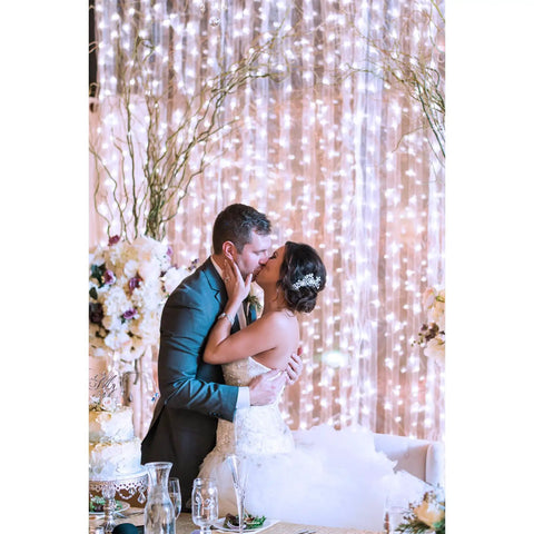 Battery Operated Curtain Lights 300 LEDs 9.8ft By 9.8ft Fairy String Lights With Remote And Timer, Outdoor Backdrop Decor for weddings