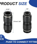Push To Connect Fittings Reducing 5/16 Inch To 1/4 Inch Tube OD Quick Connector for Water Oil Gas Air Lines, black fittings size view.