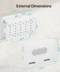 9 Inch In Wall Media Box Recessed Cable Management Kit For TV Wire Organization dimensions displayed on a light background.