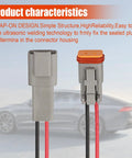 Deutsch 2 Pin Waterproof Automotive Electrical Connectors 17AWG 2 Way shown with snap-on design and wiring