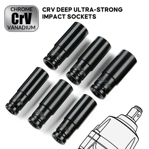 CRV deep ultra-strong impact sockets included in 20V Cordless Brushless Impact Wrench Kit With Beefy 370 Ft Lbs Max Torque, Half Inch Drive