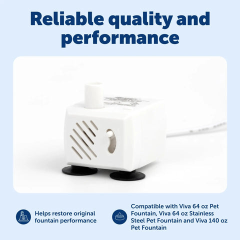 Viva Pet Fountain Replacement Pump Ultra Quiet Hydration Booster Backup Pump With Led Indicator