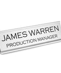 Custom Desk Name Plate With Aluminum Holder For Office Signage, Two Lines Of Laser Engraved Text, 2 Inch By 8 Inch, Wall Or Desk Mount