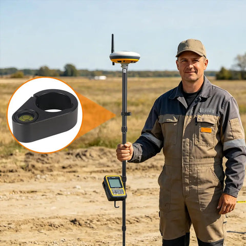 Worker using GPS Pole Level Vial For 1.25 Inch Outer Diameter 32mm Carbon Fiber And Aluminum Poles With 40 Minute Vial