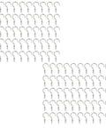 Heavy Duty Bulk Pack Of One Hundred Rock Solid Steel Eye Screw Ceiling Hooks For Indoor Outdoor Wall Hanging Art Decor And Keys Top Notch Build No Sweat Install, 100 rust proof hooks laid out.