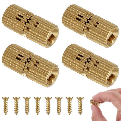 Brass Hidden Barrel Hinges Set For Cabinets And Jewelry Boxes, 4 Pcs 8mm Concealed Hinges with screws and hand holding hinge