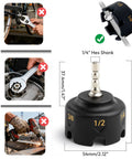 Heavy Duty Nut Driver Drill Attachment For Smashing Through Rusted Bolts And Rapid Stripped Nut Extraction Compatible With Standard Impact Drills showing hex shank sizes and dimensions.