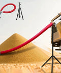 Beast of a Heavy-Duty 1500W Screw Conveyor, flexible hose transferring grains from pile to truck, with stand and accessories.