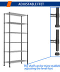 Heavy Duty Wire Storage Rack With Adjustable Shelves Built Like A Tank For Laundry Room Kitchen Pantry Closet Organization Solid Metal Shelf Unit Organize Home Setup Zero Drama In Sleek Black with adjustable feet feature.