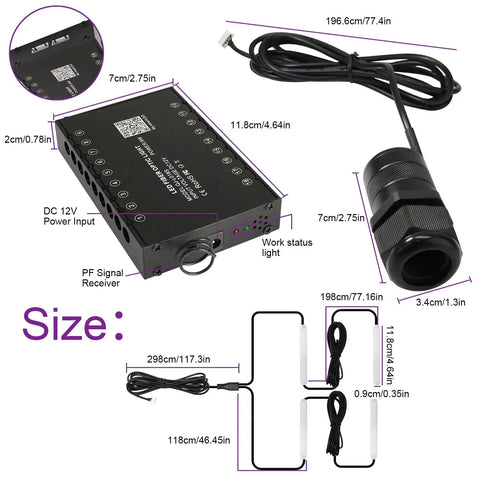 6W RGBW Meteor Fiber Optic 3 in 1 Lights Kit for Car Interior With Under Dash Car Lighting, Shooting Star Effect module and cables