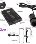 3 In 1 APP Controlled Fiber Optic Lights Kit For Cars components and dimensions labeled, power input, RGBW LED controller.