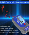 High Voltage Insulation Tester Megohmmeter Up To 1000 Megohms At 500 Volts For HVAC Pros Tough Impact Resistant Meter With Soft Case LED Zone Indicator Compatible With Supco M500 Ideal For Compressor And Motor Windings, M500 meter with leads
