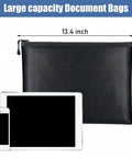 4 Pack Fireproof Document Bags Waterproof Safe Storage Pouches with Zipper for A4 Documents Money Passport and Tablet Beefed Up Heat Travel Ready Everyday Use displayed with tablet and phone