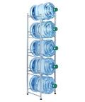 5 Tier Water Jug Rack for 5 Gallon Bottles With Detachable Shelves, Space Saving Water Bottle Holder for Kitchen, Silver Finish