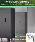 Tall 71 Inch Metal Garage Storage Cabinet On Wheels With Four Adjustable Shelves And Two Locking Doors For Garage Home Office And Shop Black Built To Last With Scratch Resistant Powder Coat And Heavy Duty Steel