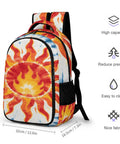 Blue Radial Tie Dye Sun Pattern Backpack Unisex Large Capacity Daypack Made From Durable Polyester Breathable Fabric Easy To Clean Zipper
