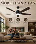 42 Inch Reversible Ceiling Fan With Integrated Light And Wireless Remote Providing Six Hella Quiet Speeds And Kickin Cooling Airflow For Your Ultimate Room Refresh in a modern living room.