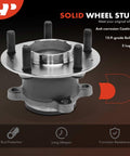 Rear Wheel Bearing And Hub Assembly For Mazda CX3 2016 2021 5 Lug Compatible RWD Replacement Built For A Smooth Ride Heavy Duty Load Capacity Durable Hub And No Nonsense Install Daily Driver Ready, close-up view of steel hub with 5 lugs and rust protection features.