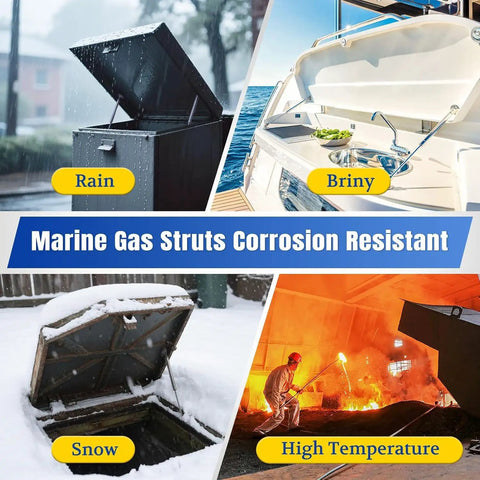 Heavy Duty 12 Inch Stainless Steel Gas Struts, Legit Marine Lift Supports With 10mm Ball Ends for harsh weather conditions.