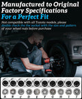 Mechanic using Wheel Lock Removal Kit With A J Wheel Lock Key for Toyota, including adapters A to J for nut removal.