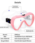 All Purpose Snorkel Mask For Kids And Adults With 180 Degree Wide View Tempered Glass Lenses Nose Cover Silicone Dive Goggles