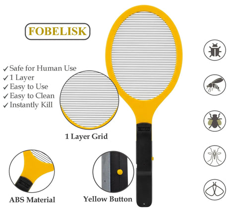 Ultra Fast Electric Fly Swatter Bug Zapper For Indoor Outdoor Use 2200V Mosquito Killer Handheld Zap Tool with yellow handle