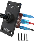 Momentary Toggle Switch 12V 30A SPDT 3 Pin On Off On Waterproof Marine Panel Mount With Cable Cap Weatherproof Construction Built For Boat Winch Auto Truck RV And Beefy Heavy Duty Ten Thousand Cycles on black UP/DOWN panel with screws