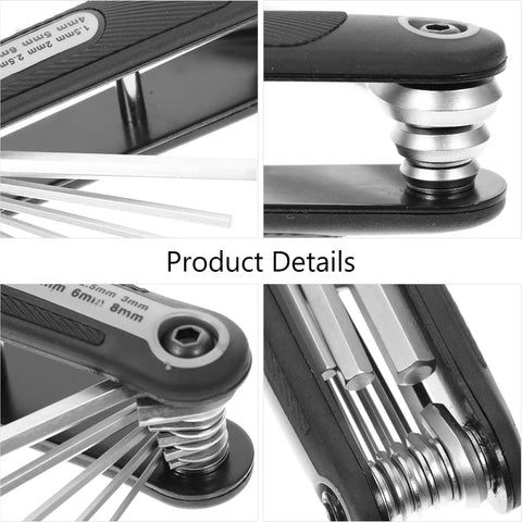 Solid PRETYZOOM 8 Piece Folding Hex Key Wrench Set For Bikes And Home DIY With Star Bits Compact Toolkit For Mechanics And Garage Jobs, black steel folded set