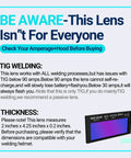 Auto Darkening Welding Lens For Helmet With HD True Color Optics 2x4.25 Inch Shade 3 And 11 shown with specifications and warnings