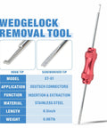 Stainless steel wedgelock removal tool for Deutsch connectors with hook and screwdriver tips, 6.5 inches long, model ET-01