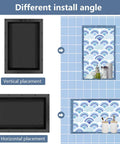Diagram of vertical and horizontal installations of Shower Niche Shelf For Tiled Bathrooms 17 By 25 By 4 Inches Water Resistant.