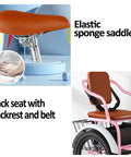 Outdoor Cruiser Tricycle With Pedals Three Wheel Trike, elastic saddle, and PU leather cushioned back seat with backrest.