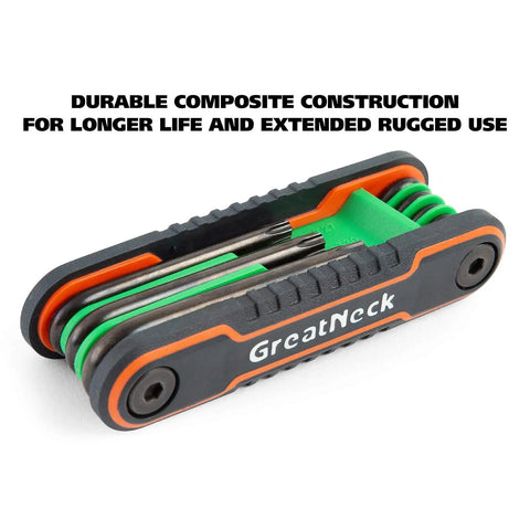 25 Piece Folding Hex Key Set SAE And Metric With Color Coded Bodies And Labeled Sizes Allen Wrenches Folding For Easy Identification