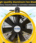 Heavy Duty 8 Inch Air Mover Portable Ventilation Fan With 3500RPM Copper Motor Delivers 1000CFM Airflow aluminum fan blades