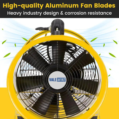Heavy Duty 8 Inch Air Mover Portable Ventilation Fan With 3500RPM Copper Motor Delivers 1000CFM Airflow aluminum fan blades