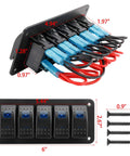 12-24V LED Backlit Rocker Switch Panel Kit With Aluminum Dash Mount Prewired For Boats Cars UTVs RVs And Marine Lighting Control
