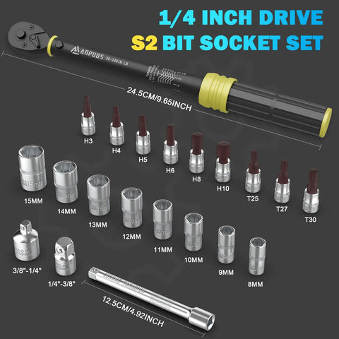 Digital Torque Adapter Half Inch With 20 To 240 Inlb Range Plus Minus Two Percent Accuracy Buzzer And LED Flash Alerts Wrench Converter Set Lightweight Aluminum Build For Motorcycle And Car Repair