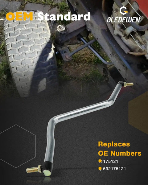 Steering Drag Link For Riding Lawn Mowers Adjustable Tie Rod End For Precise Front Toe In Alignment Durable Control Arm Replacement Heavy Duty Drag Link Bar Replaces 175121 532175121 Fits Various Mower Brands, shown with threaded ends