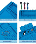 Blue Magnetic Soldering Work Mat Pro Grade Large Heat Resistant Silicone Repair Pad Up To 932F with 124 Screw Positions
