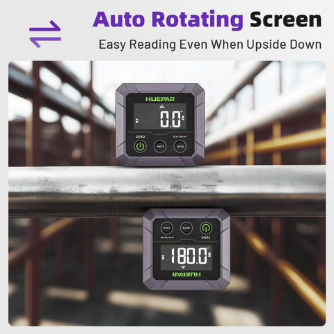 Magnetic Digital Angle Finder For Woodworking And Metal Bending, Inclinometer With Calibration, Precise Plus Minus 0.1 Degree At 0 Or 90, Plus Minus 0.2 Degree At Other Angles, 0-180 Range, VA LCD Display, Temperature Sensor For Stable Readings