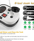 Top view of 7 In 1 Handheld Steam Cleaner With 2500W High Pressure for deep cleaning, showcasing water fill and steam settings.