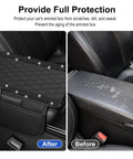 Fresh Universal Leather Center Console Cover With Chic Bling Accents And Handy Dual Storage Pouches To Keep Your Daily Driver Interiors Slick And Fully Organized In Modern Black - before and after comparison of console protection.