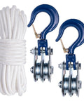 1 Ton Double Cable Pulley Block Hoist With Hook, Beefed Up Heavy Duty Lifting System, 49ft Nylon Rope 0.39 Inch, Durable 45 Steel Construction, High Load Capacity For Home Workshop Or Jobsite
