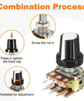 Dual Channel B50K Potentiometer Kit With 6 Pin Split Shaft Rotary Potentiometers For Audio Volume Control assembly process