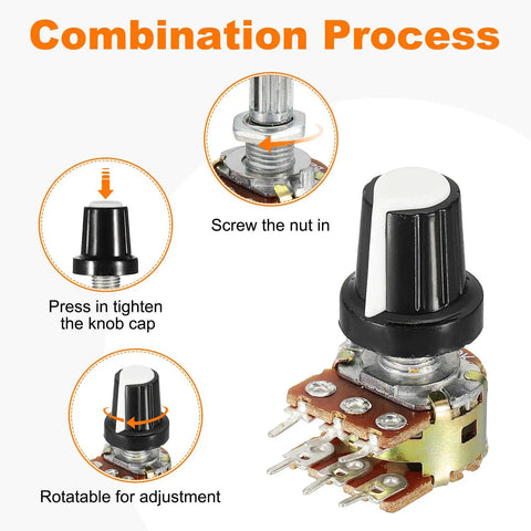 Dual Channel B50K Potentiometer Kit With 6 Pin Split Shaft Rotary Potentiometers For Audio Volume Control assembly process